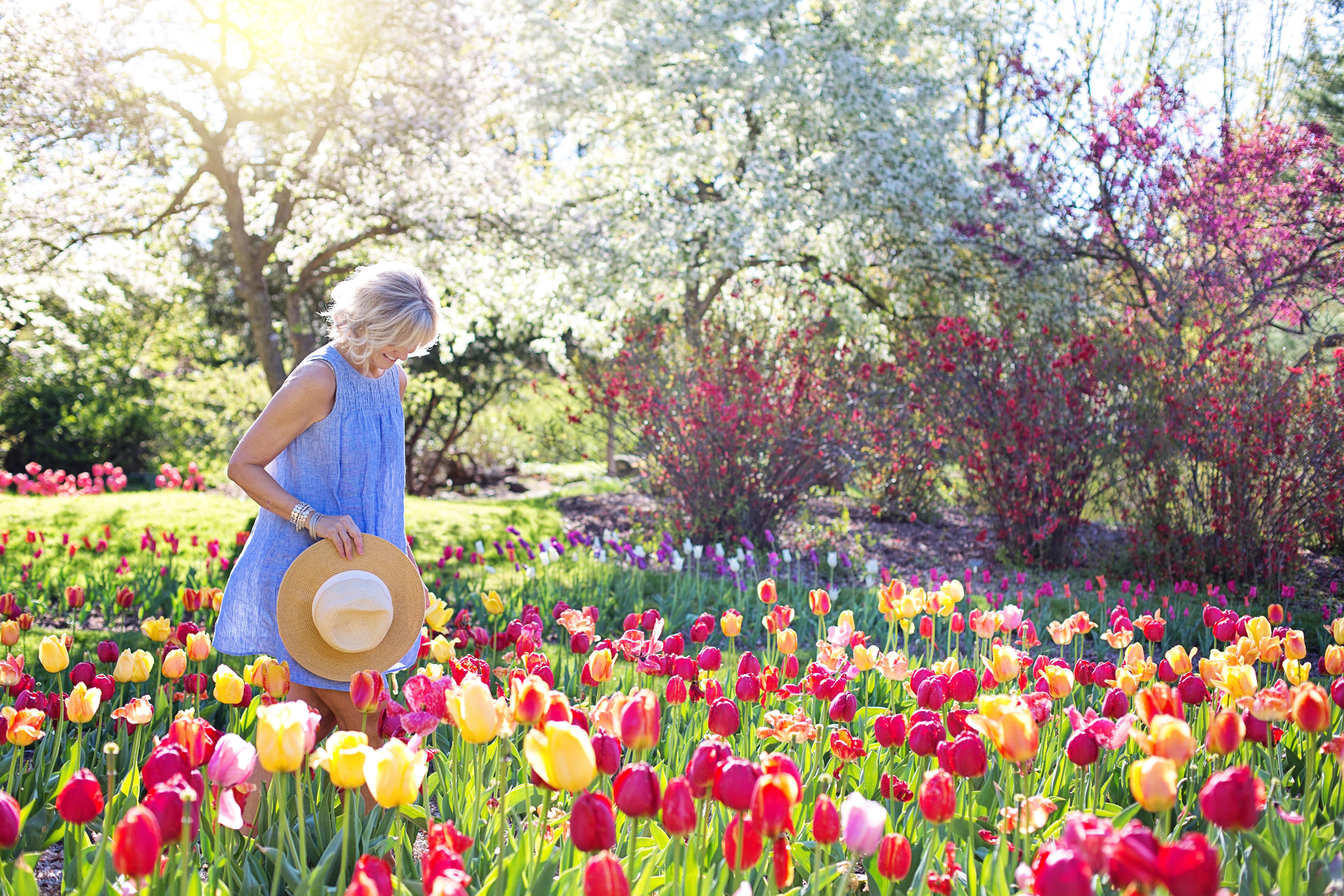 tuin tulpen vrouw